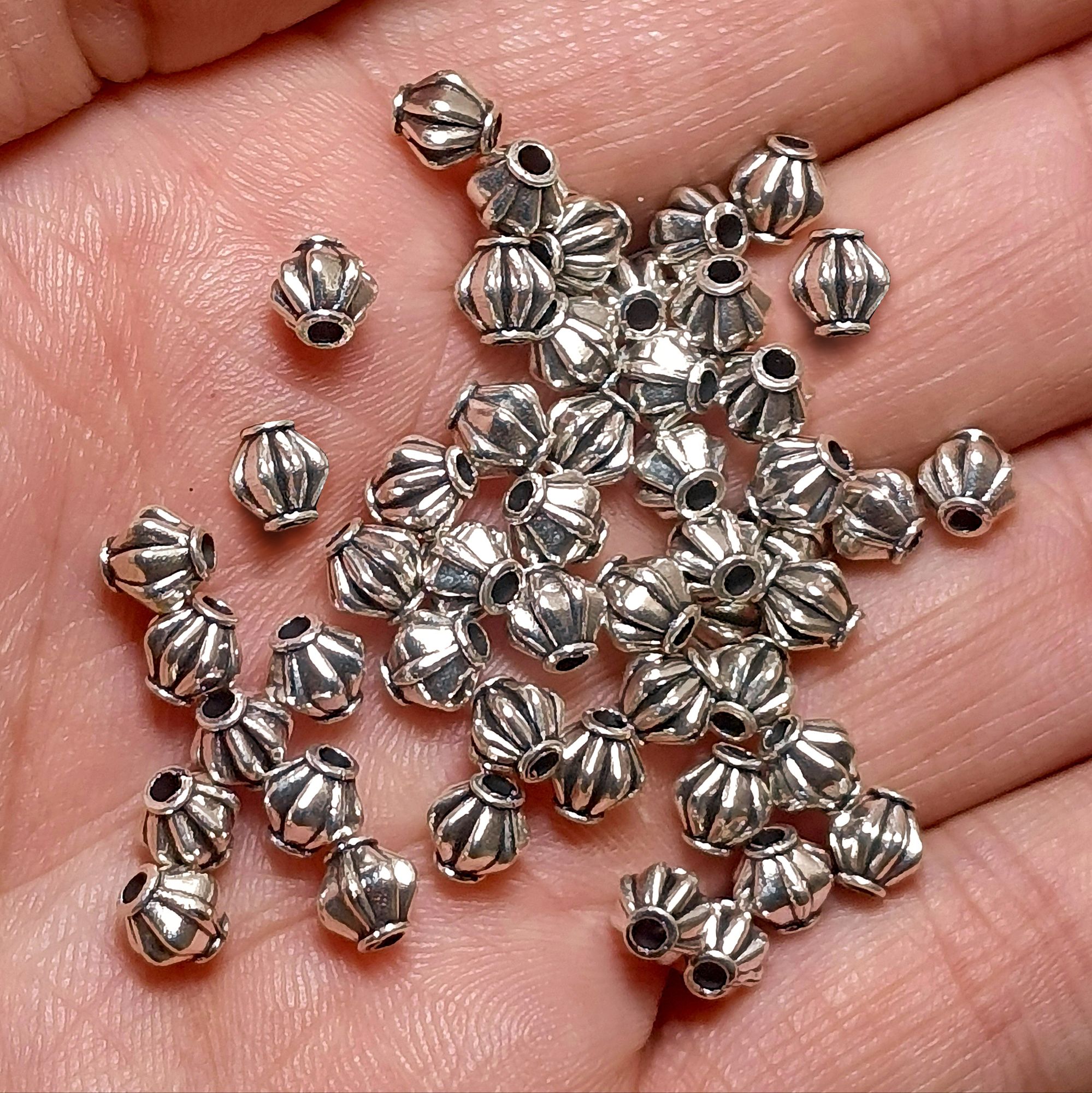 50pcs Tibetan Spacer Beads(5mm), Antique Silver Spacer Beads for DIY Jewelry Making.