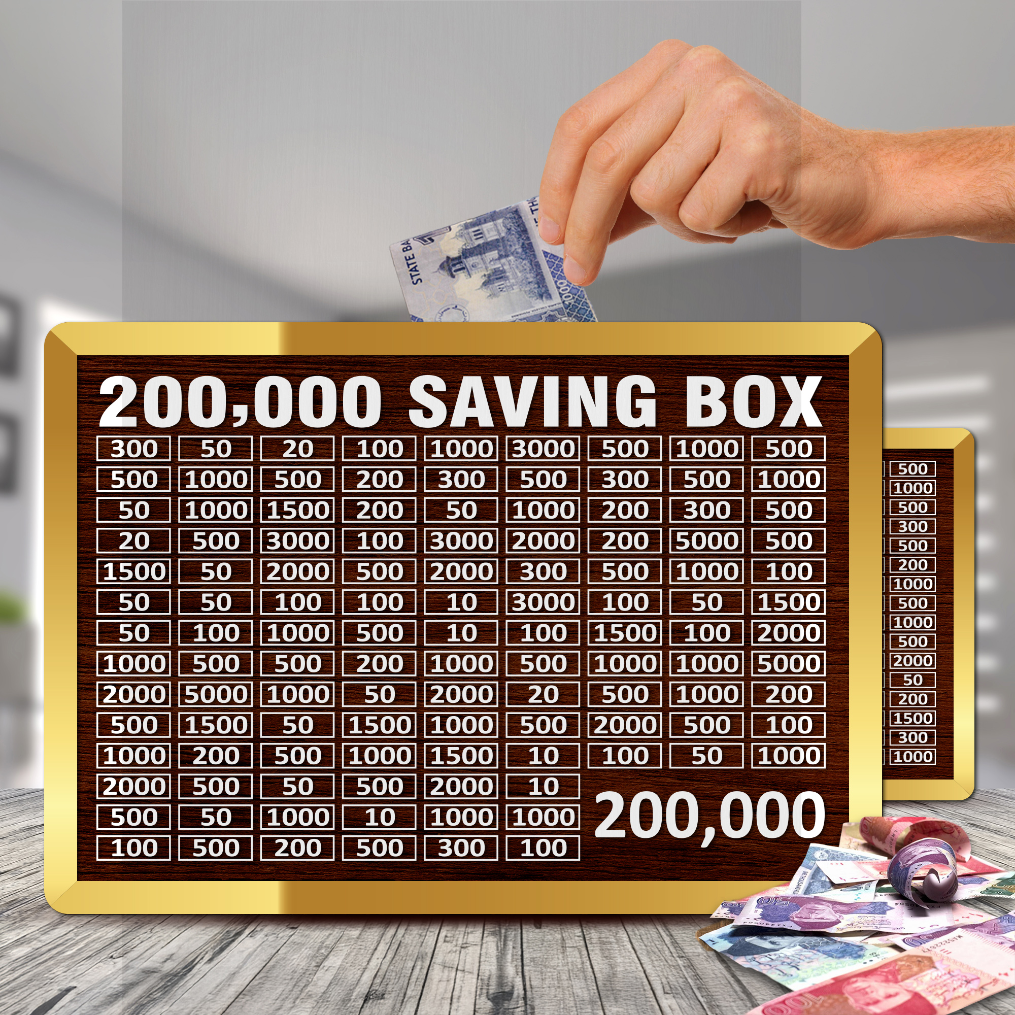 200,000 Rupees Target Saving Box Wooden Money Challenge Board With Rupee Slots Budget Tracker And Gift Idea For Kids And Adults