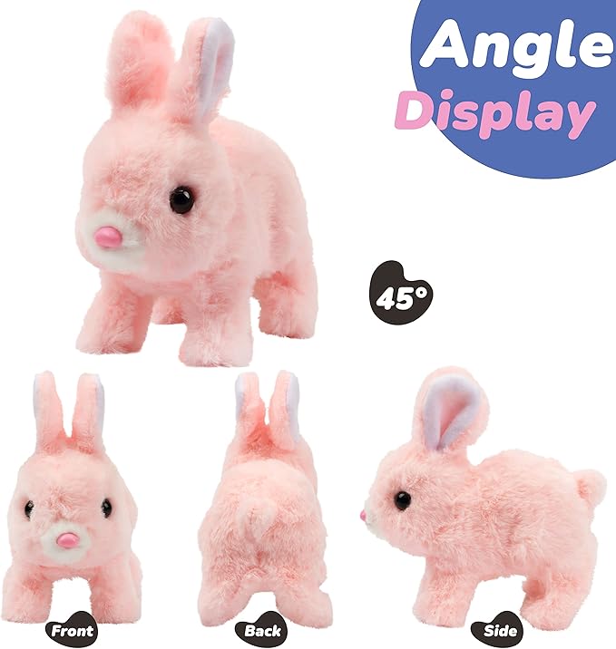 Rabbit Toy Soft Fur Realistic Walking, Talking Bunny with Sounds and Movements, Electronic Robot pet Toy for Kids, Gift for Toddlers Birthday