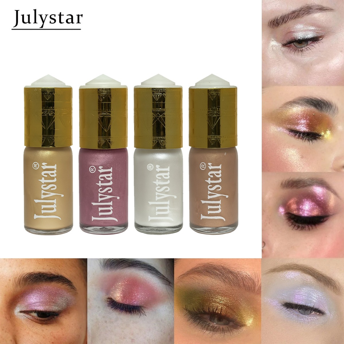 Julystar Liquid Eyeshadow Highlighter – 4 Shades | Long Lasting Shimmer Makeup for Eyes & Face