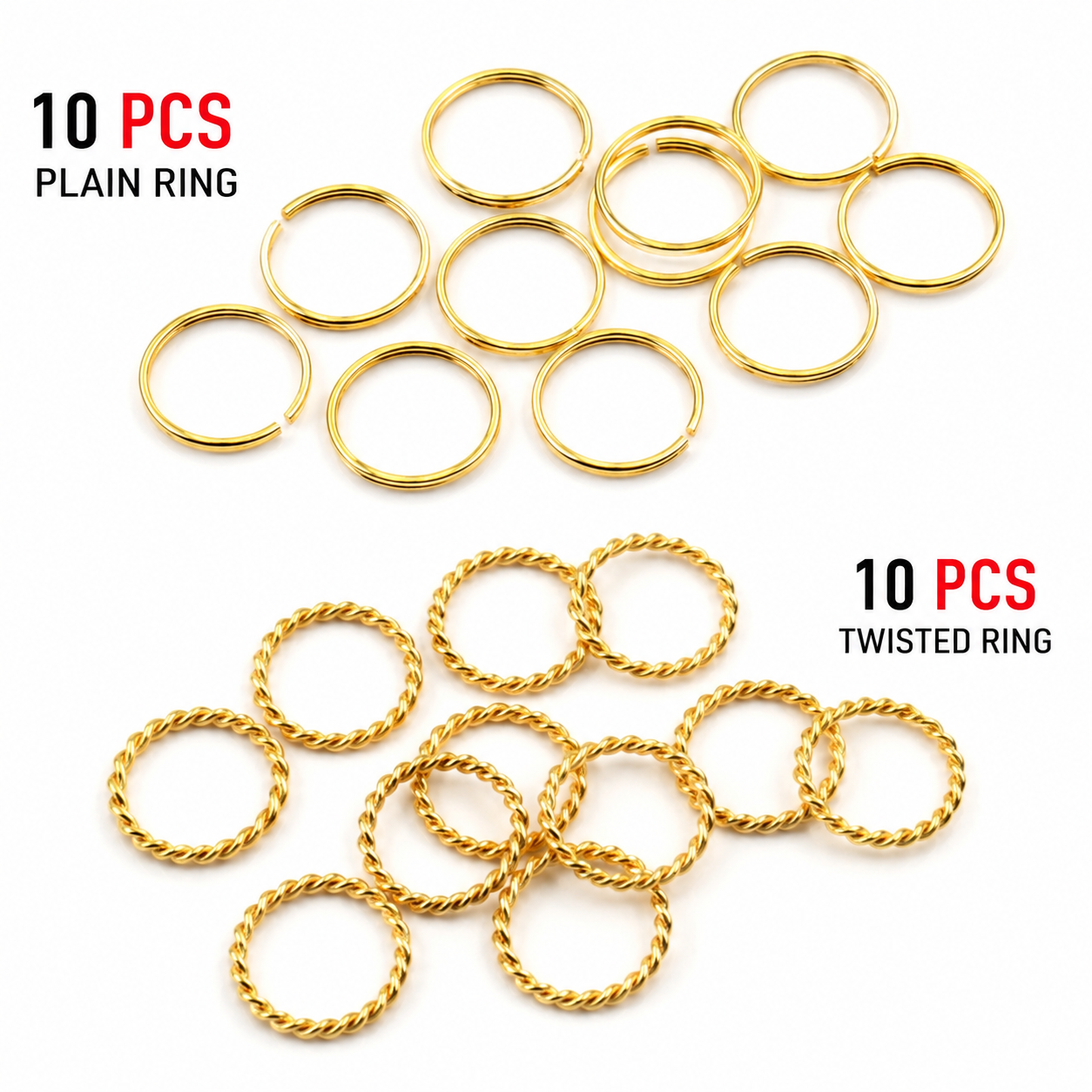 20 Pcs Nose Ring Plain And Twisted Golden Color Nose Pin For Piercing And Non Piercing Fashion Nose Jewelry For Women Girls