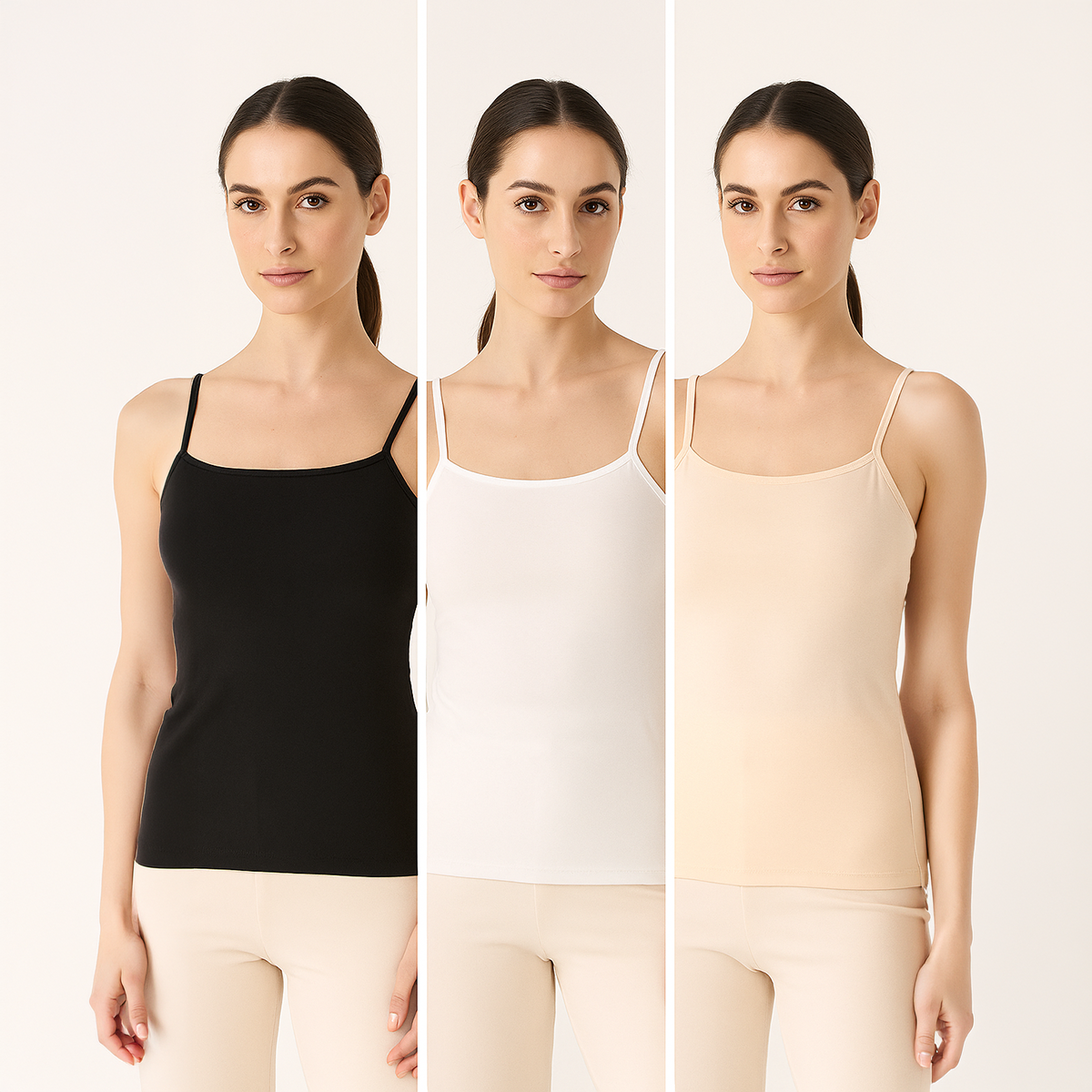 Biddies Pack of 3 Stretchable Multicolor Cotton Training Bra Vests for Girls & Women - Soft Regular Use Full Camisole Tank Tops for girls