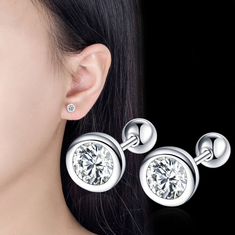 925 Sterling Silver Exquisite Threaded Zircon Stud Earrings Fashion Wedding Party Luxury Jewelry Accessories