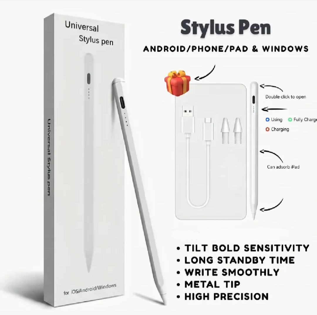 Universal Stylus Pen for All Touch Devices | High Precision Metal Tip Digital Pen for, Android & Windows Tablets | Super Long Battery | Rechargeable | No Palm Rejection