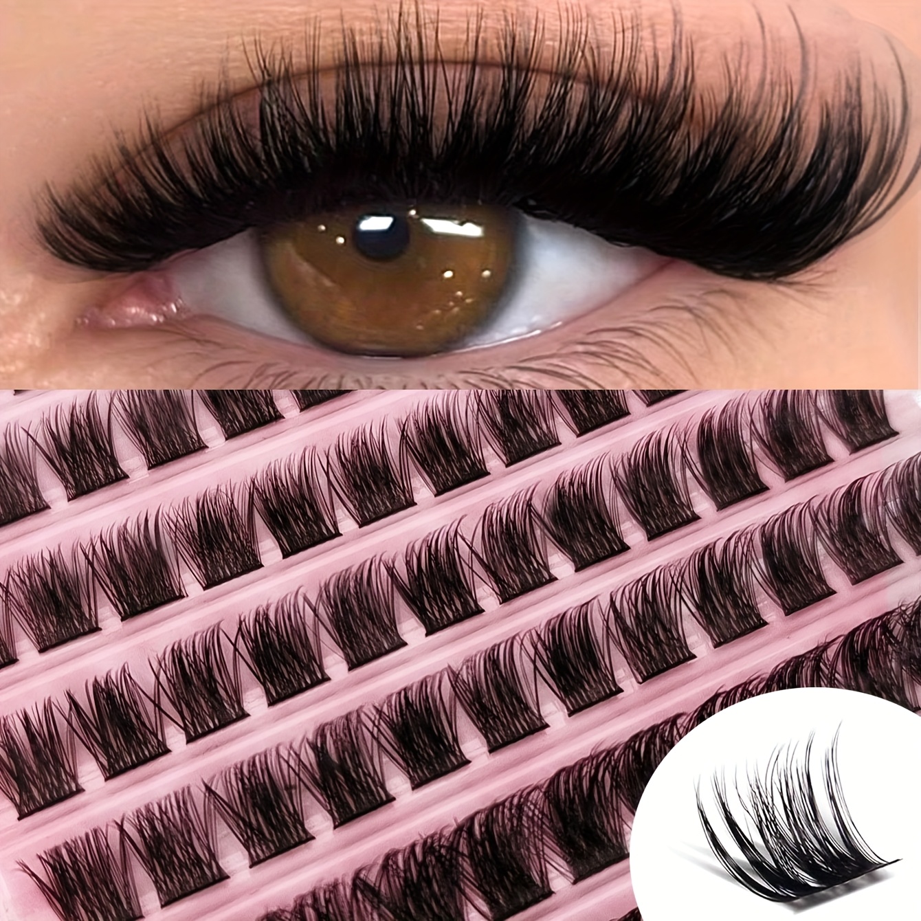 Natural Look D Curl Lash Clusters 120/160/200 PCS (9-16mm) DIY Eyelash Extensions Kit Mixed 40D T50 80D & Cat Eye