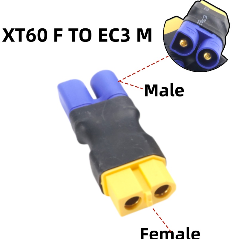1/5 PCS Adapter EC3 to XT60 T Female / Male Connectors Plug RC Lipo Battery Control Parts DIY