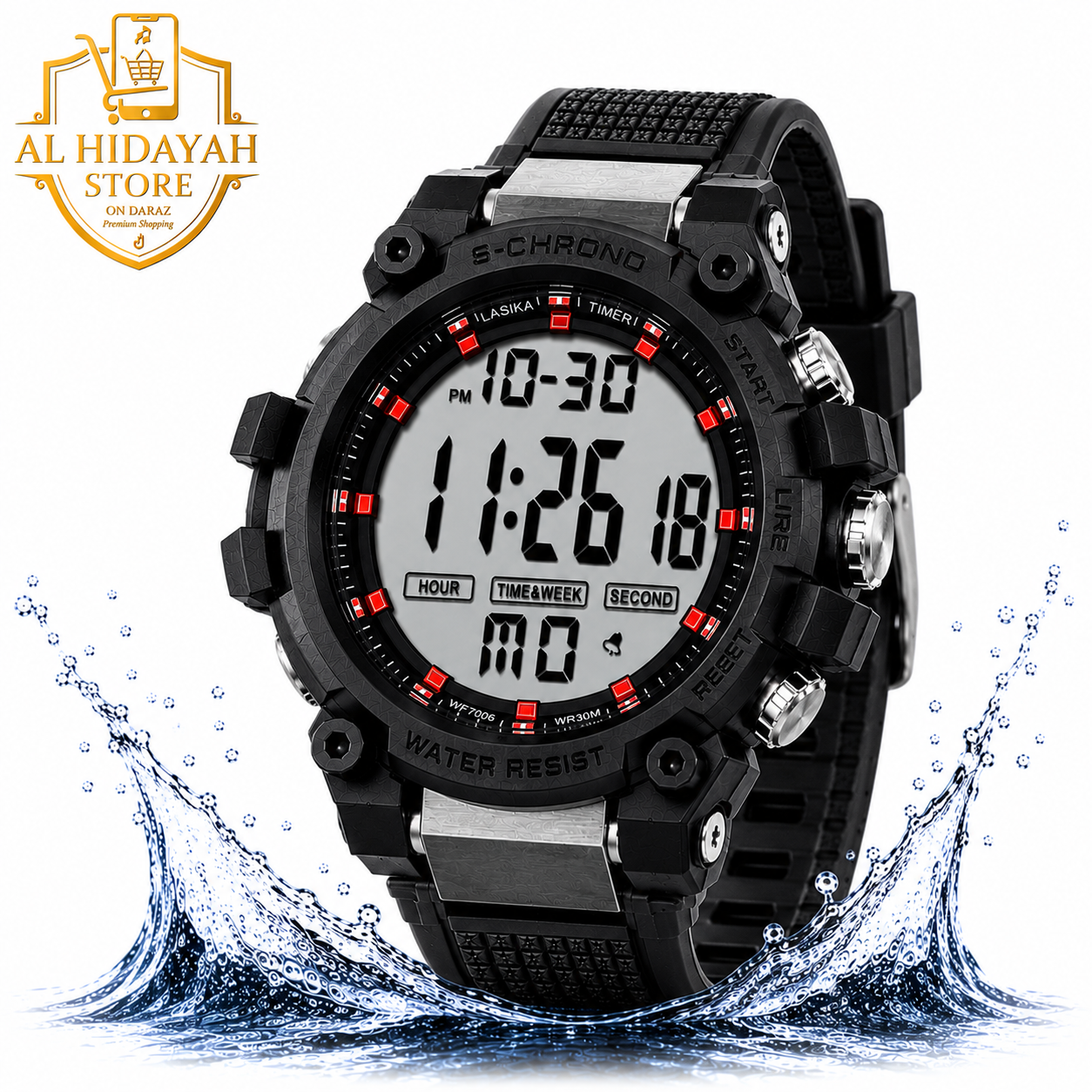 Original LASIKA S-CHRONO LED Digital Sports Watch for Men | Water Resistant | Alarm | Stopwatch | Large Display | Boys, Teens & Students | With Box