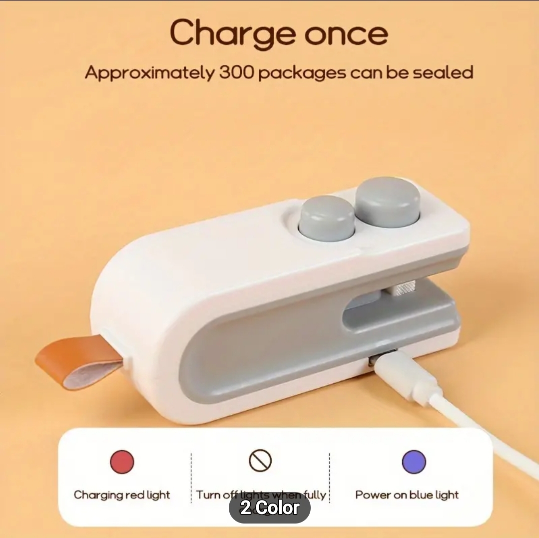 Portable USB Rechargeable Snack Sealer – Handheld Plastic Bag Sealing Machine for Freshness, Compact Design with Built-in Battery, Ideal for Home Use, White, Kitchen Convenience | Userfriendly Device | Durable Construction, Bag Sealer
