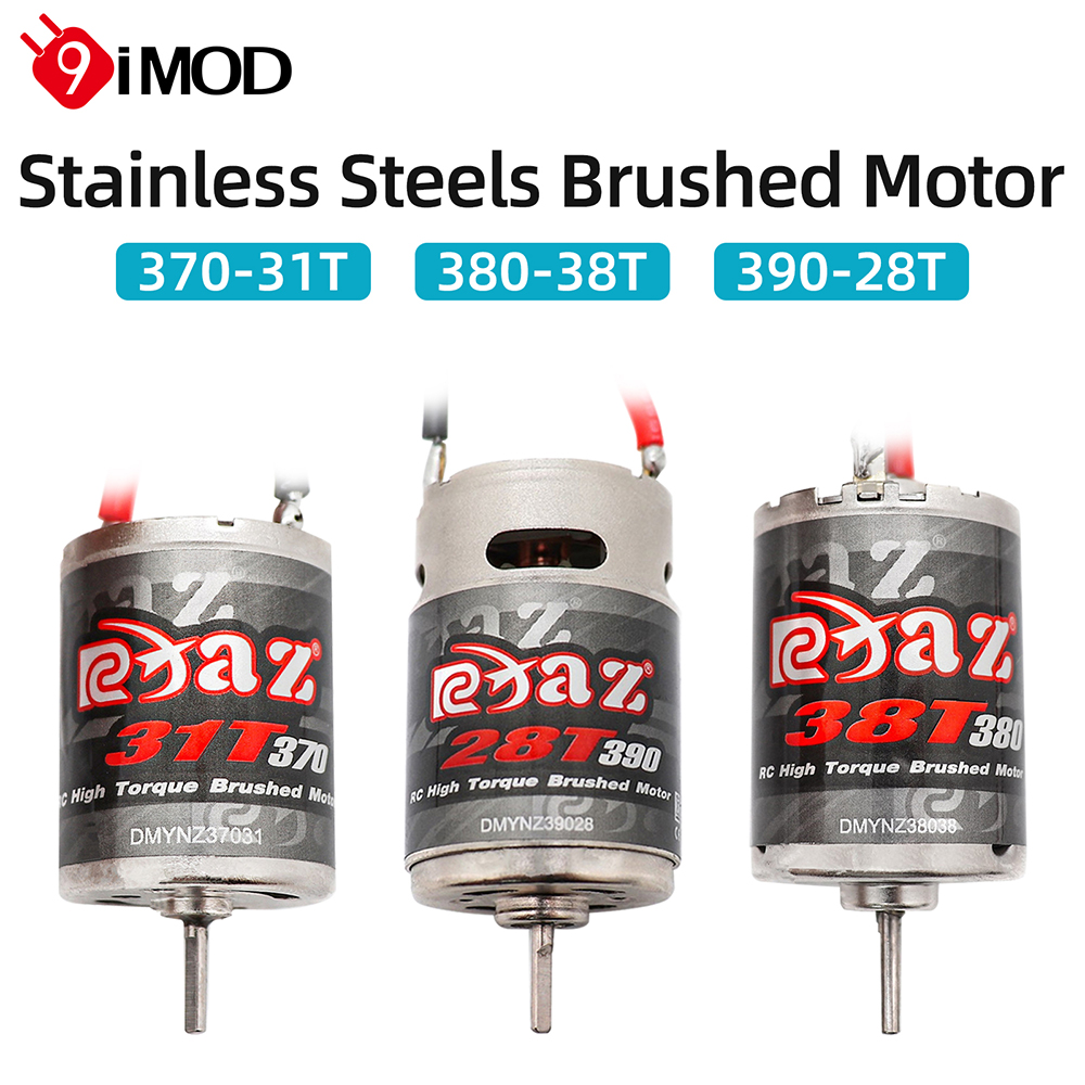 9IMOD RC Brushed Motor 370-31T/380-38T/390-28T Waterproof JST/Point Plug Stainless Steel High Torque For 1/18 1/16 RC Crawler