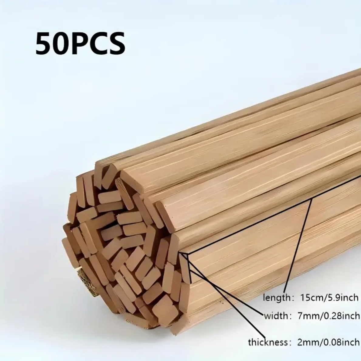 Premium wood Craft Sticks - 0.3cm x 0.71cm x 14.99cm - Ideal for DIY Projects, Woodworking & Model Building Supplies
