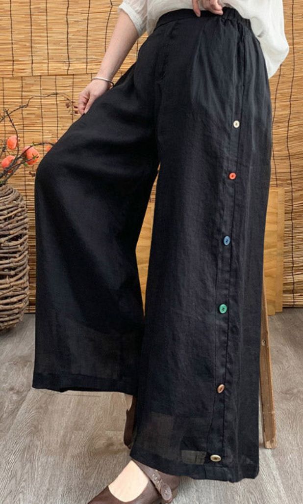 Trousers | Bell Bottoms | Cotton Buttoned Wide Leg Trouser for Women & Girls | Relaxed Fit, Comfortable & Stylish Palazzo Pant |Quality Fabric |  Daraz