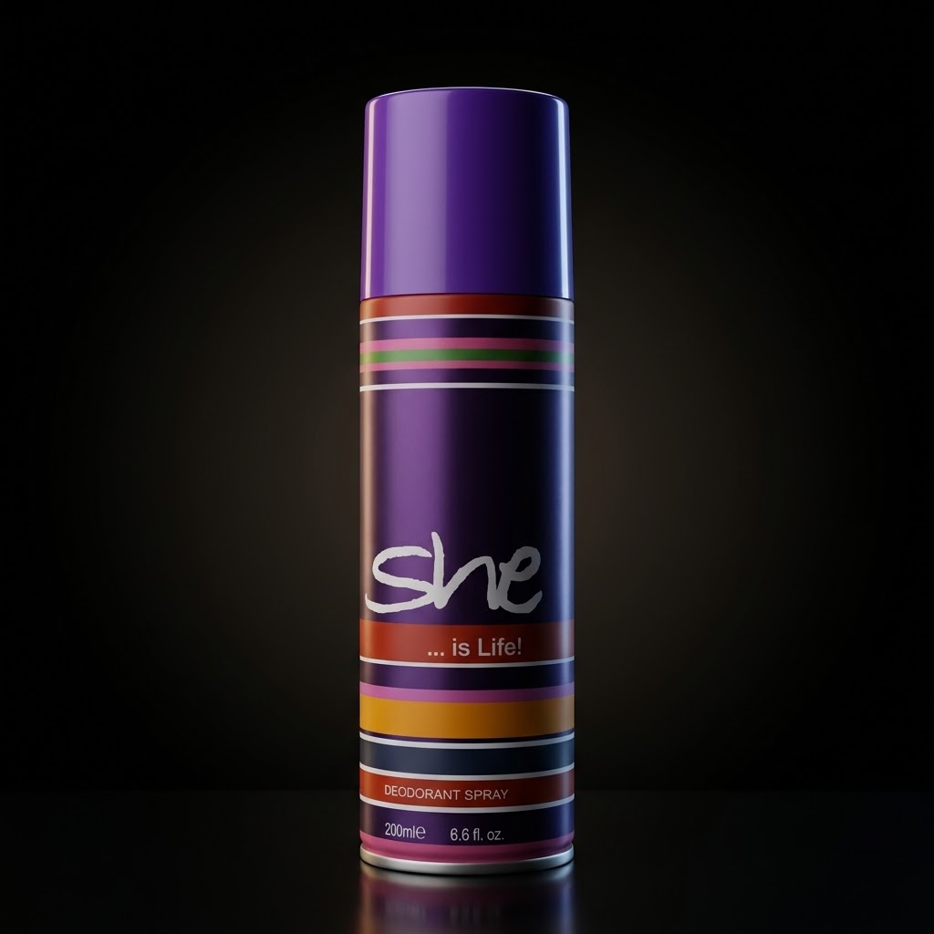 SHE BODY SPRAY IN 200ML A LONG LASTING FRAGRANCE IN PURPLE COLOR