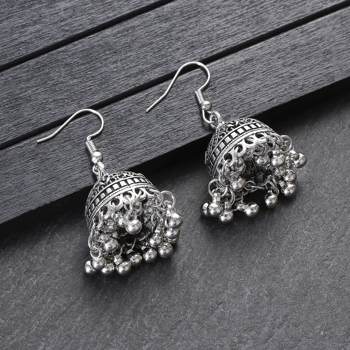New Horizons Oxidized Jewelry Silver Jhumka Earrings Necklace Set Baho Style Earrings Women Jewelry Girls Jewelry Antique Oxidized Pendant Set Traditional Jewelry Party Jewelry Bridal Jewelry Ethnic Earrings Necklace Wedding Jewelry Gift