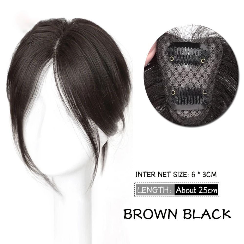 Fashion 3D Natural Bangs Invisible Middle Part False Bangs Synthetic Clip-In Side Fringe Hairpieces Women