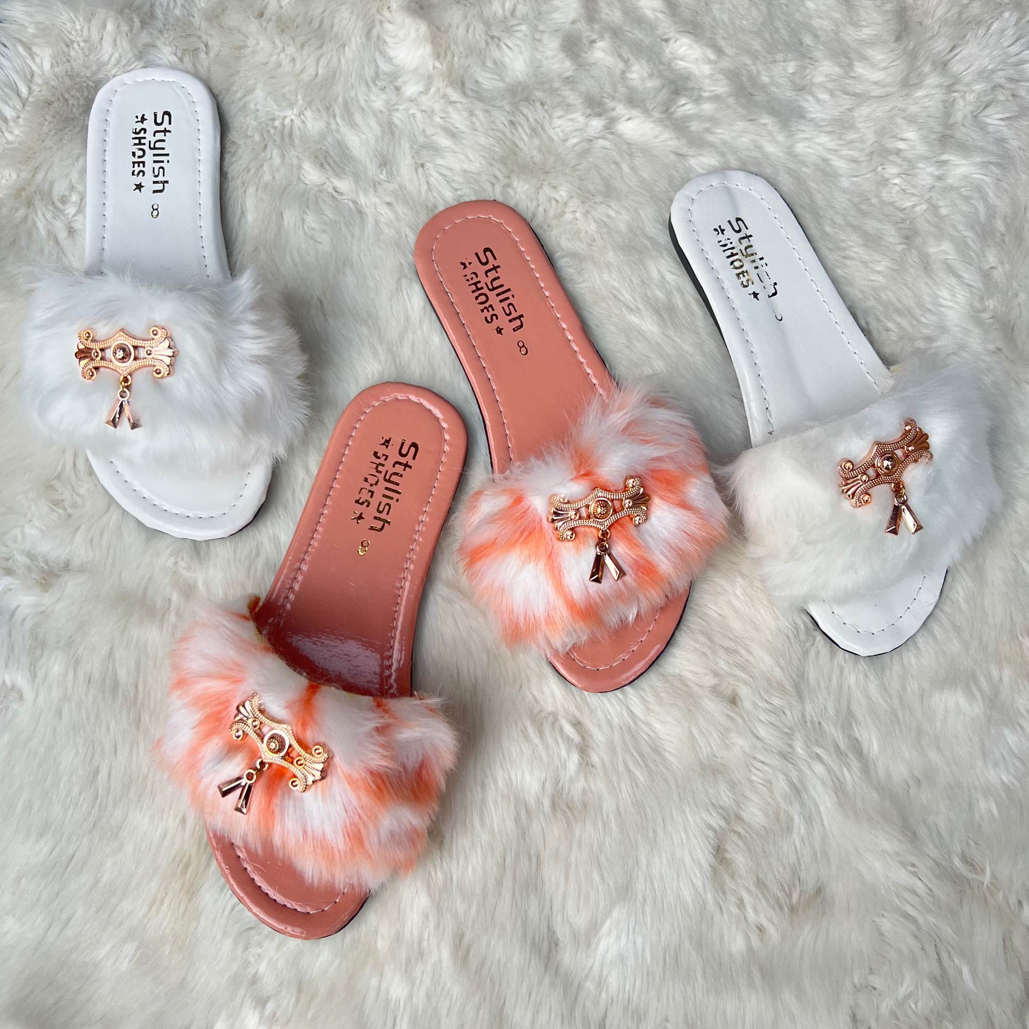 Women Furry Slippers | Stylish Fur Slides | Casual Soft Comfortable Shoes for Ladies | Indoor & Outdoor