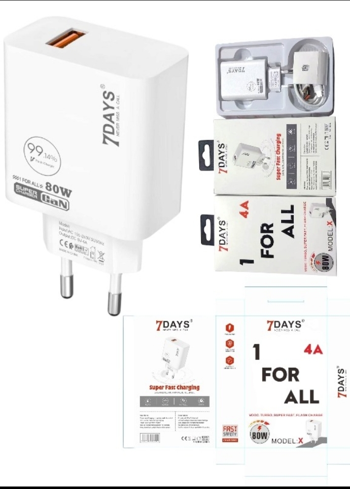 7Days 80W Model:X Super Fast Charger with VOOC Turbo Flash Charge technology.