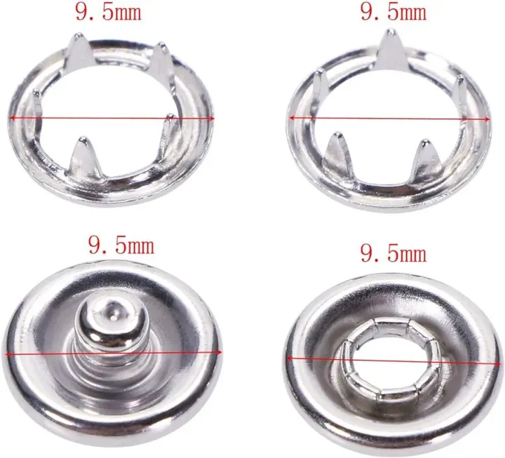 50 Sets OPEN PRONG SNAP FASTENERS | Heavy Duty Nickel-Free Snaps for Jeans Repair, Baby Clothes & Crafts (9.5mm) | Snap Button Refill
