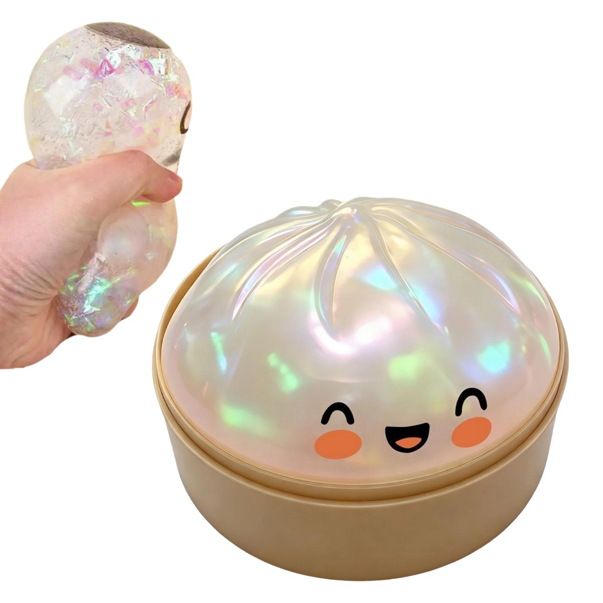 Realistic Crystal Steamer Bun Slow Rising Squishy Toy Soft Dumpling Stress Ball Reusable Fidget Desk Toy Children Fun Relax 