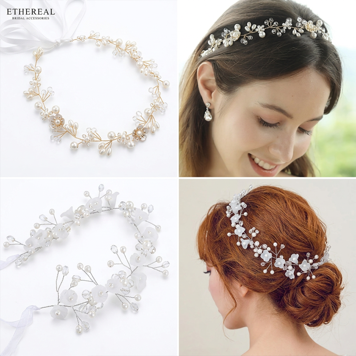 New Fashion Flower Headband With Ribbon Wreath For Wedding Party Ladies Girls Rhinestone Hairband Set