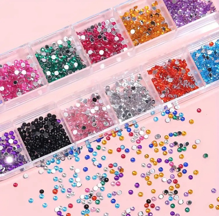 Nail Stone Nail Art Rhinestones mini Tips Slices12 Colours Nail Studs Glitter Resin And Multi purpose Decorations Tool
