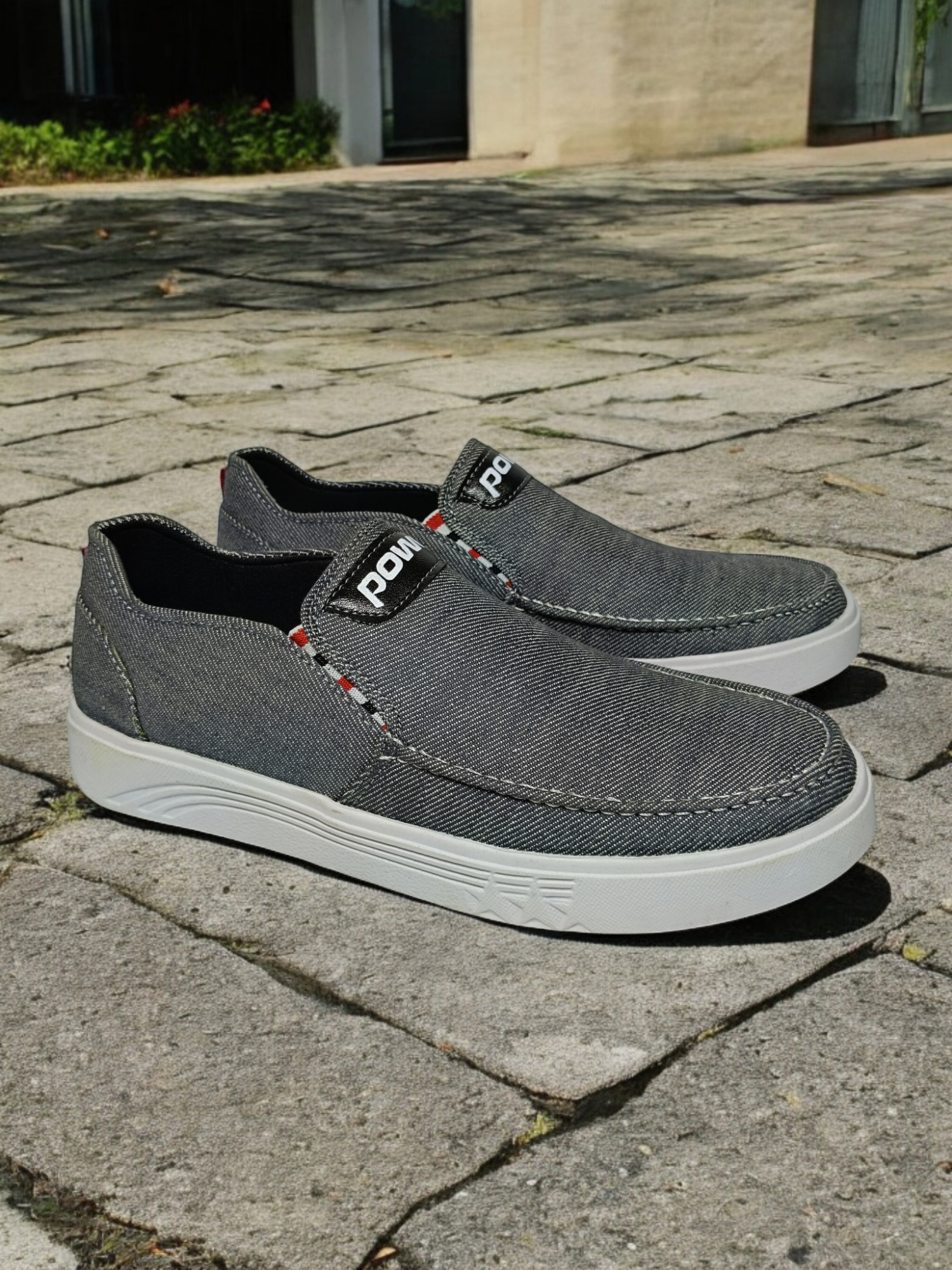 New Men's Denim Canvas Slip-On Sneakers - Comfortable Soft Sole Casual Shoes for Boys & Men