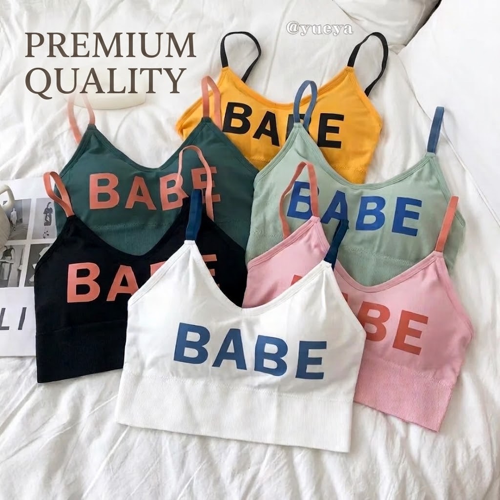 Women's BABE Letter Print Sports Bra | Soft Padded Wireless Gym Bra | Removable Pads | Stretchable Seamless Yoga & Fitness Bra | Breathable Quick Dry Crop Top | Comfortable Daily Wear Bra for Girls & Women | Free Size