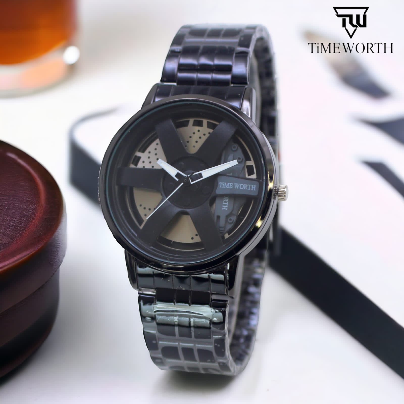 Trending Rim Men Quartz Watch for Waterproof Vacuum Plating Strap with Car Wheel Rim Hub Design Sport Automatic Wrist watch