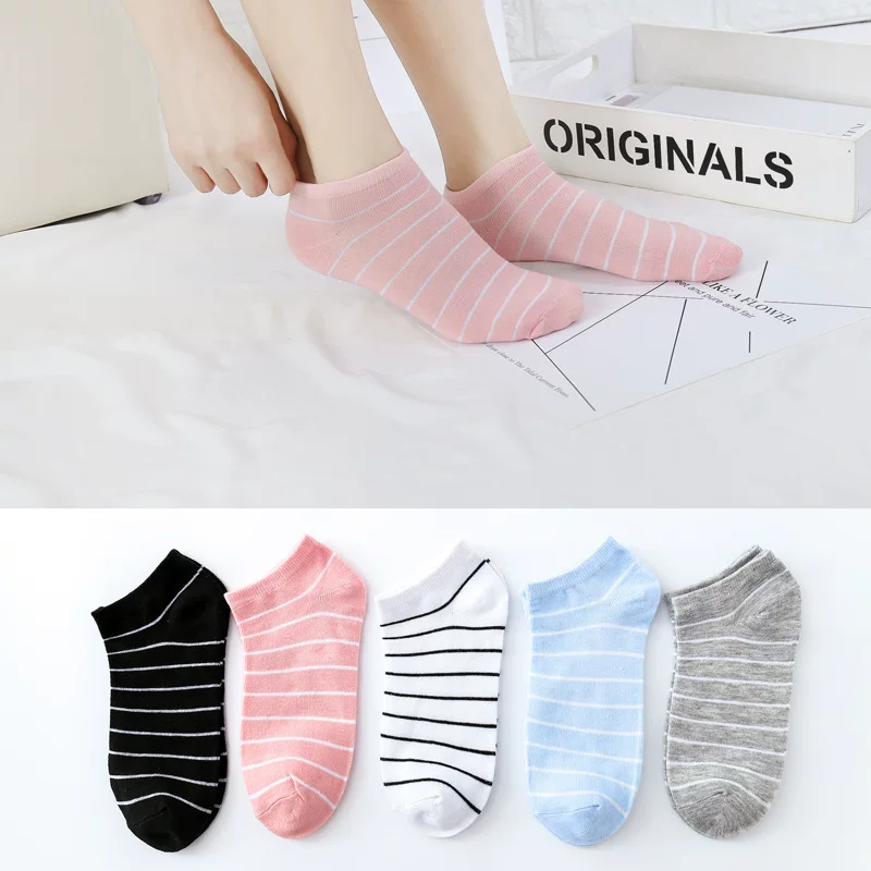 Women's Cotton Ankle Socks Pack of 5 Comfortable and Stretchable