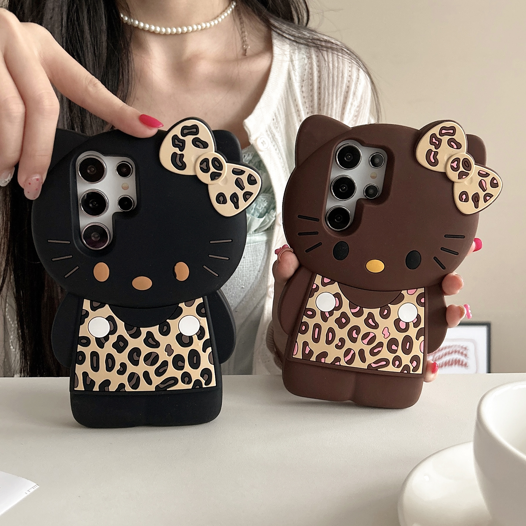 INS Cartoon Hello Kitty Phone Case for   S26 S25 S24 S23 S22 Ultra Plus A56 A55 A54 A36 Leopard Print Kitty Case
