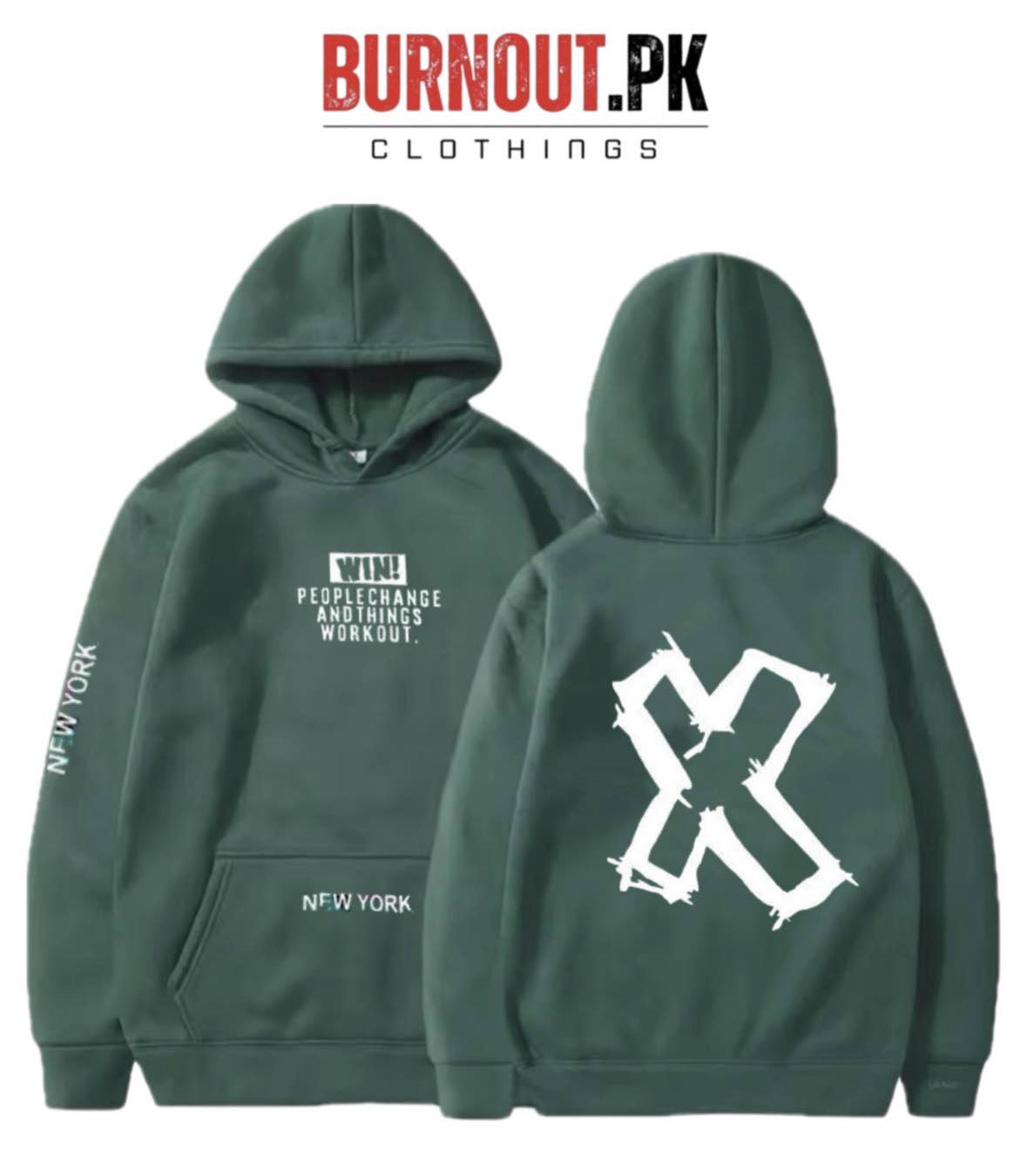 BURNOUT.PK NEW TRENDY WINTER COLLECTION PREMIUM QUALITY FRONT BACK PRINTED HOODIES FOR MENS AND WOMENS
