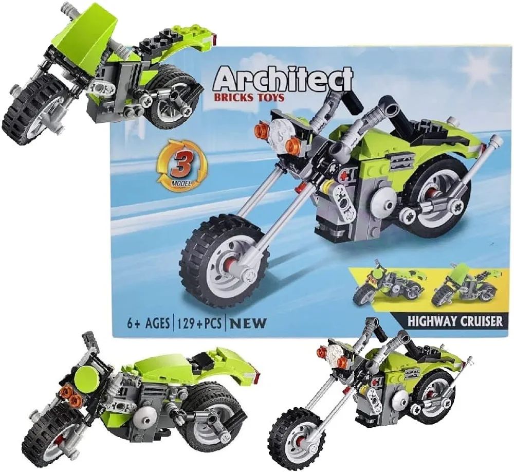 Architect 3In1 Harley Cruiser Motorcycle Building Block Brick Diy Bike Block Toy Model Mini Blocks Assembled Children'S Building Blocks Educational Toys|Multicolor