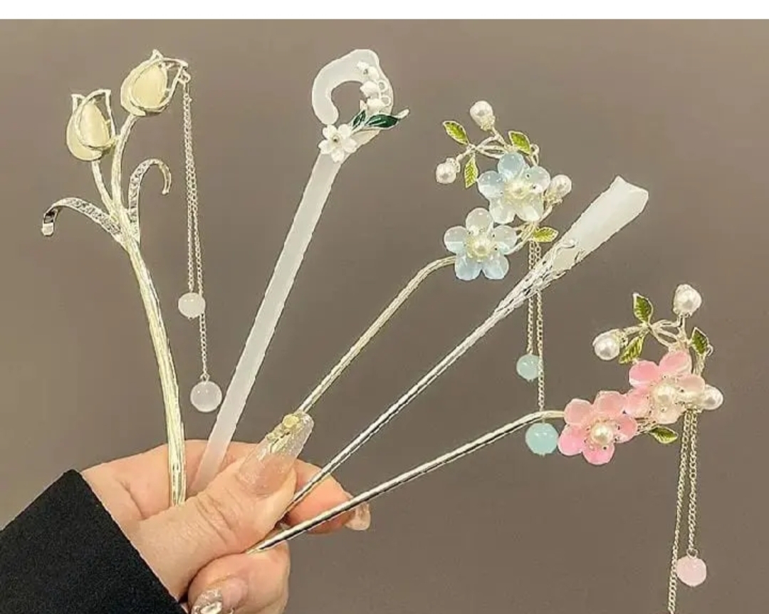 Flower Pearl Hair Stick Pin for Women | Korean Style Bun Hair Clip | Bridal Hair Accessories
