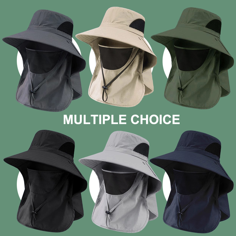 Summer Hat for Men Women Outdoor Fisherman Hat UV Anti Neck Protection Sun Visor Riding Hiking Fishing Wide Brim UV Hat Cap