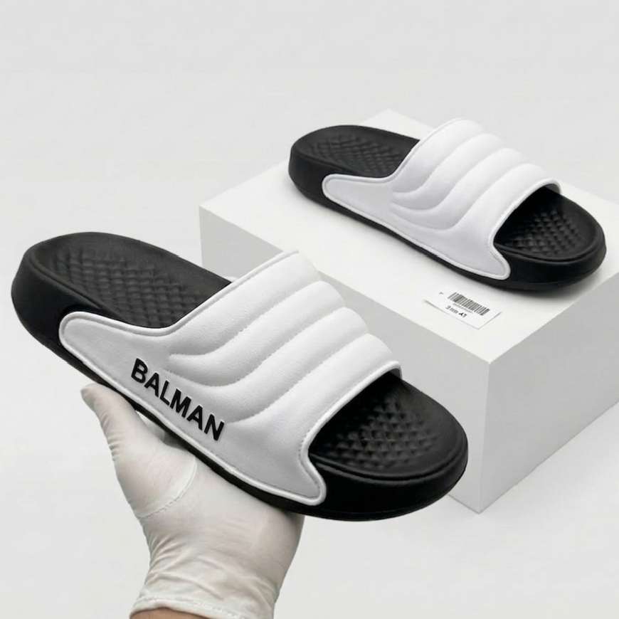 Mens Fashion German BALMAN Slides and Flip Flops Cushioned Cloud Slippers Comfortable Sandals for Mens