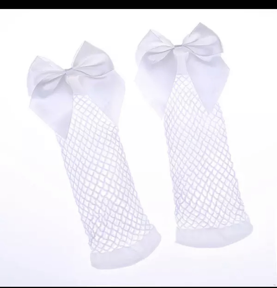 Stretchable Kids Fishnet Bow Socks - Free Size