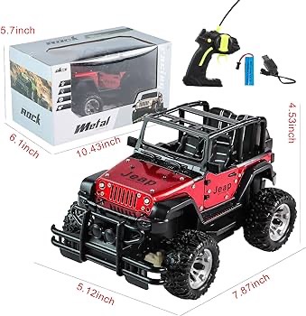 1:20 Scale Remote Control Car, Non-Slip Off-Road Toy Car with Friction Powered Wheels & Openable Doors, RC Jeep Toy for Kids & Children