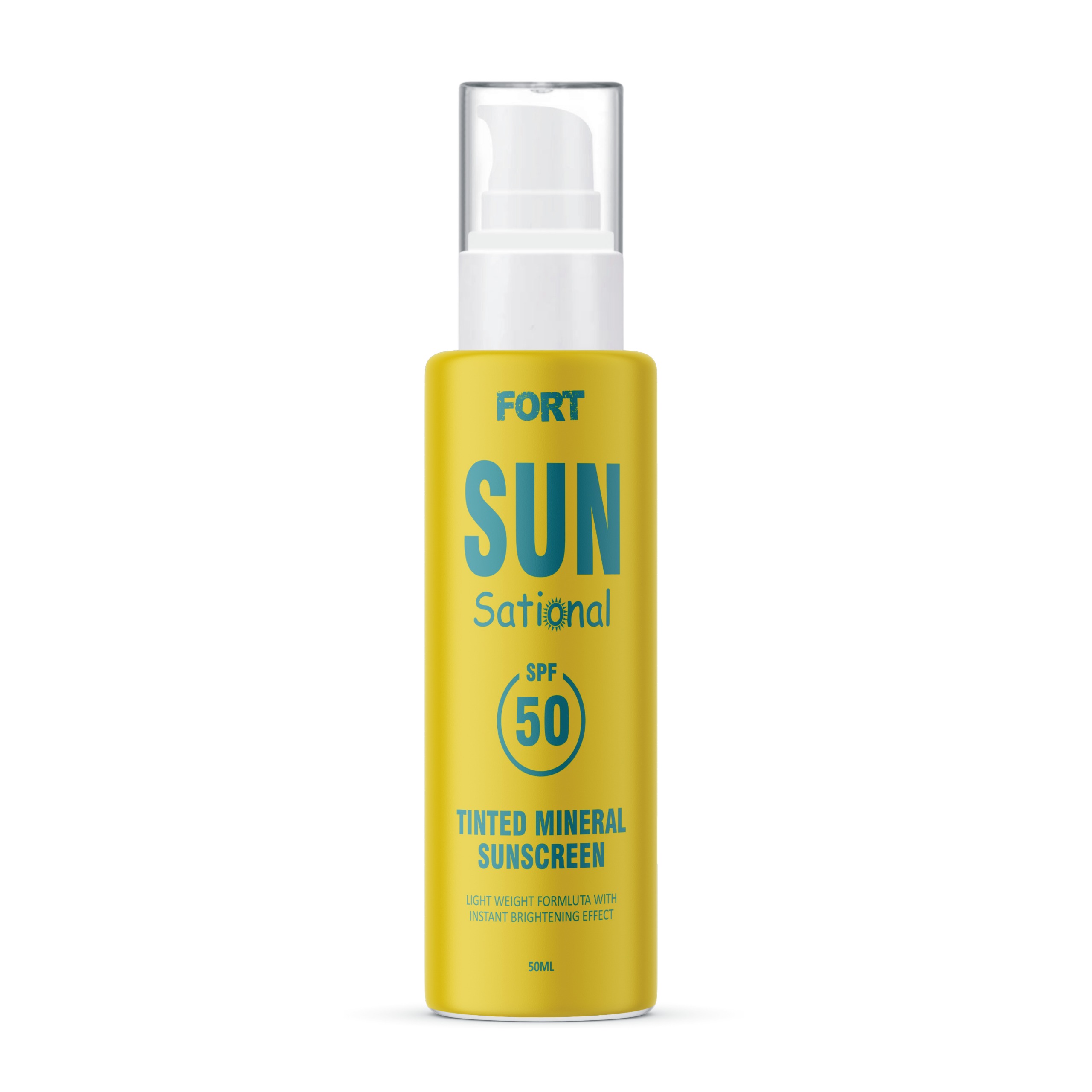 FORT Tinted Sunscreen SPF 50 | Hydrating & Protective Formula with Instant Brightening Effect | UVA UVB Protection | Lightweight Finish | 50ml