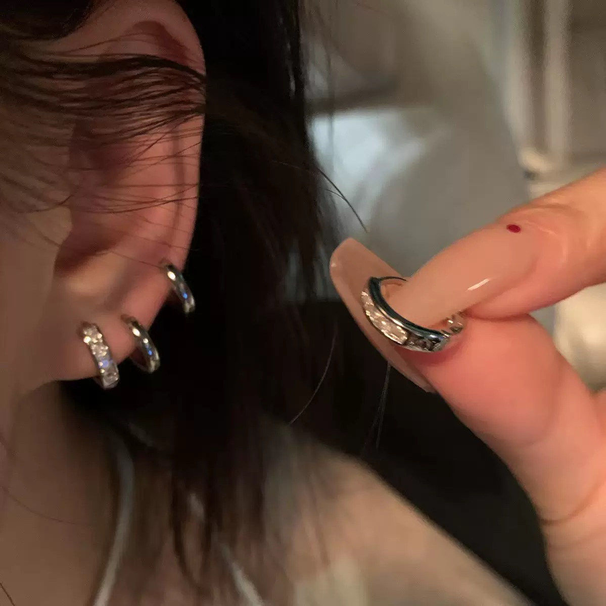 4Pcs/Set Silver Zircon Hoop Earrings Minimalist Small Huggie Earrings for Women Multi Piercing Jewelry