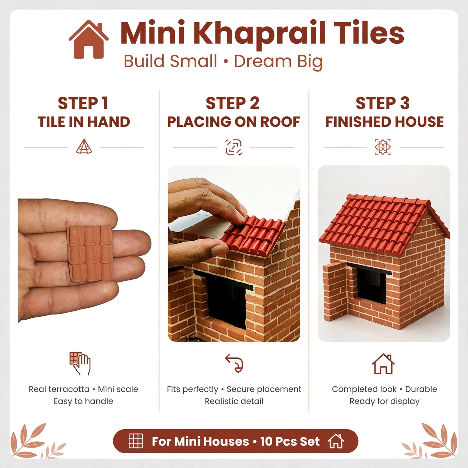 100 PCS Mini Clay Bricks for Miniature House Building | DIY Crafts | Doll House Construction | School Project Building Blocks