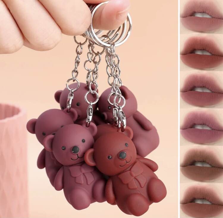 Bear Keychain Style | 1 PCS  |Trendy LIP GLOSS | Different shades | MATTE MAKE UP YOUR LIPS ( 1 PCS )