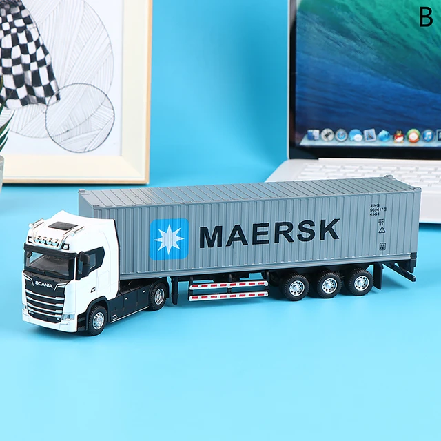1:50 Diecast Alloy Truck Head Model Toy Container Truck Pull Back With Light Engineering Transport Vehicle