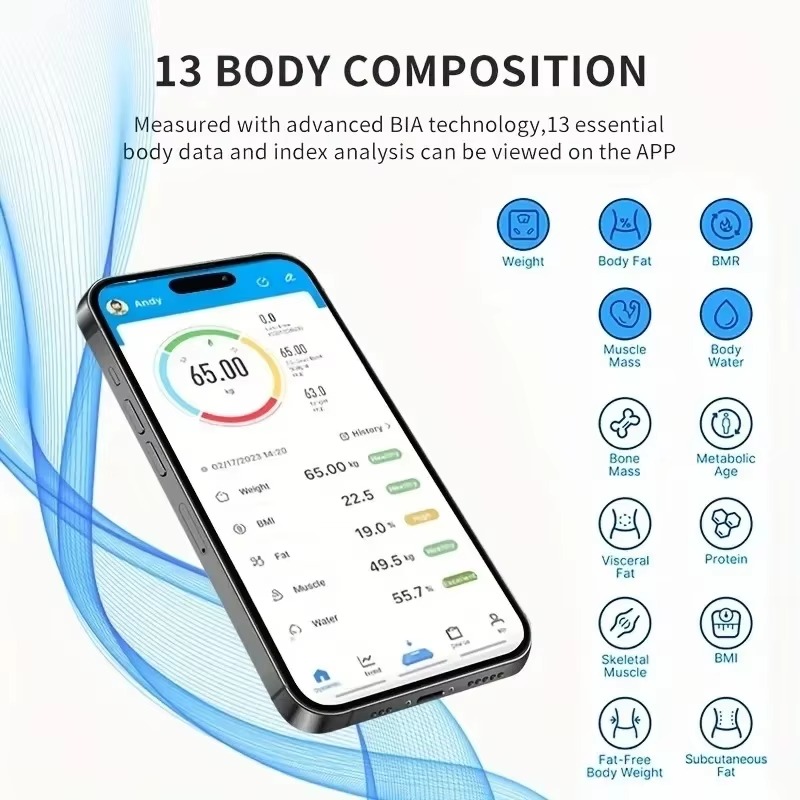 Bluetooth Smart Digital Weight Scale 180kg – Electronic Weighing Scale with Tempered Glass, Bathroom Fitness Scale, Body Fat & BMI Measurement, Smart Digital Body Weight Scale with App Sync for iOS & Android, Personal Health Machine
