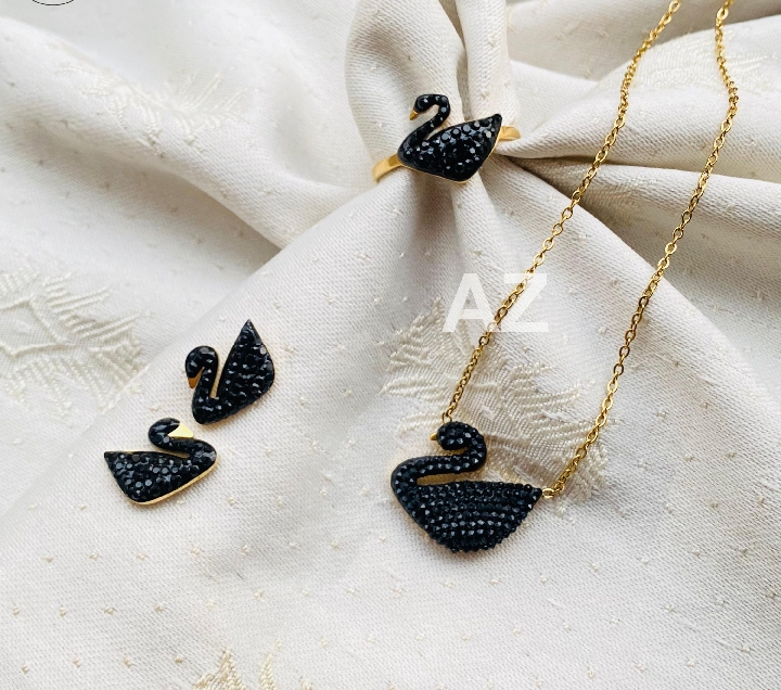 Pack of swan Earrings And Elegant Swan Necklace For Girl's