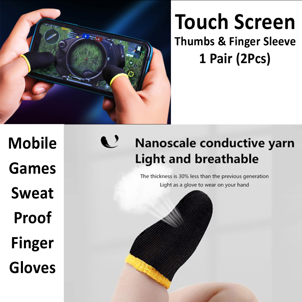 1 Pair (2Pcs) of Mobile Touch Screen PUBG Triggers Fire Button/Anti-Sweat Breathable Thumb Gloves Finger Sleeves For Smooth Gaming Experience Free Size Fits All