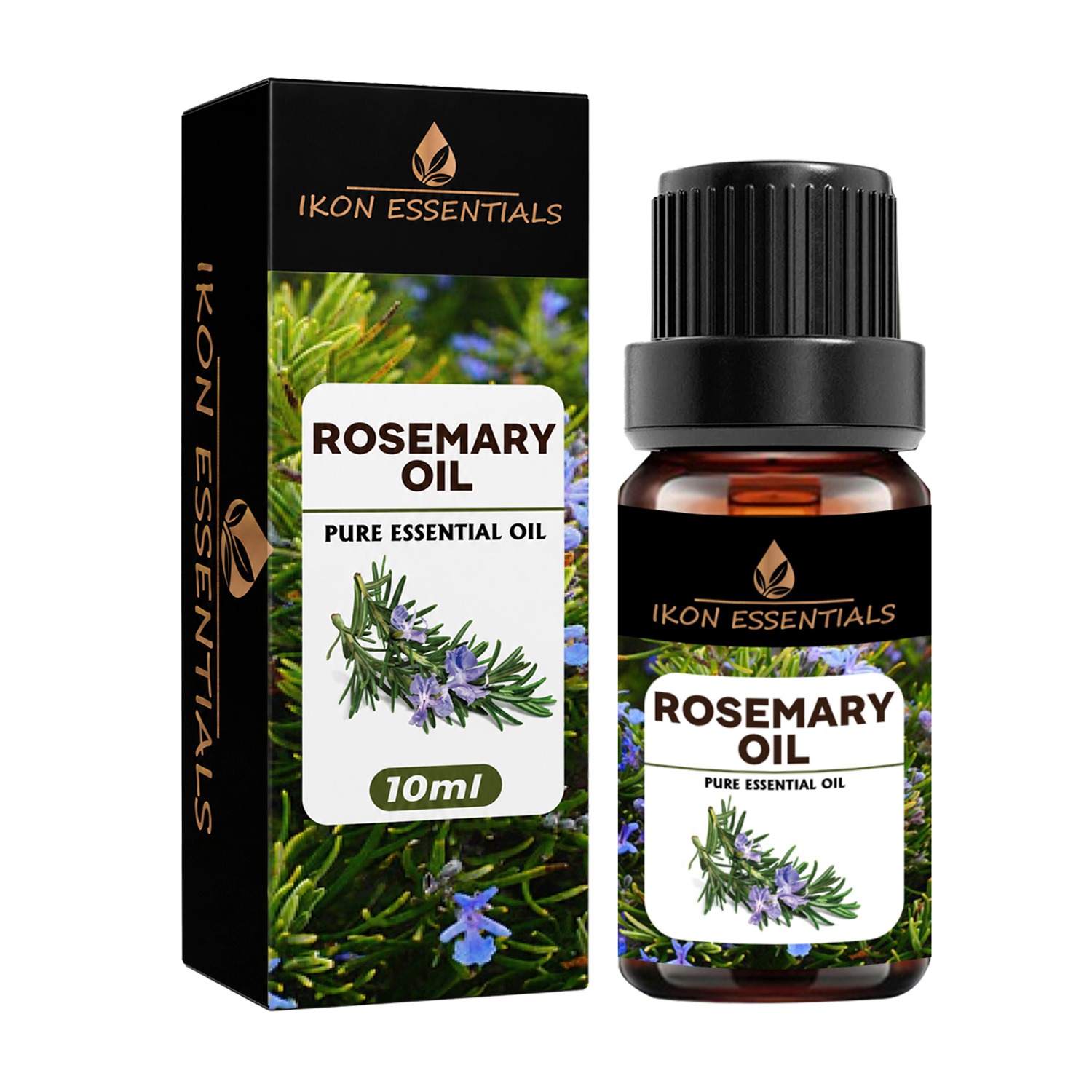 Rosemary Oil - PURE AND NATURAL Hair Oil - Key To Healthy Hairs & Skin - 100% Natural - Best For ( Hair Health & Aromatherapy ) - Ikon Essentials for Men And Women 100% Natural And Organic Hair Care - Reduces Hair Fall | Promotes Hair Growth