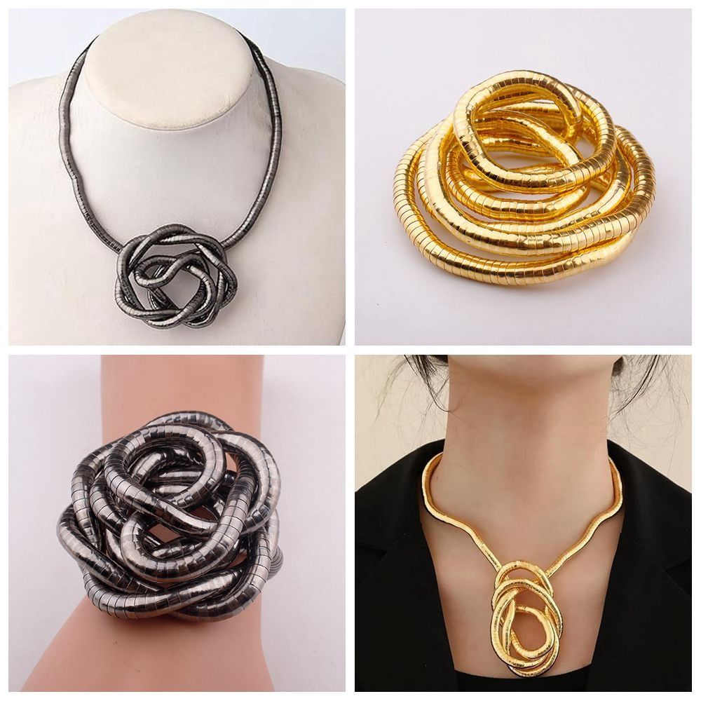 New Alloy Bendable Snake Necklace Gold Color Silver Color Flexible Choker Punk Jewelry Accessories Bracelet