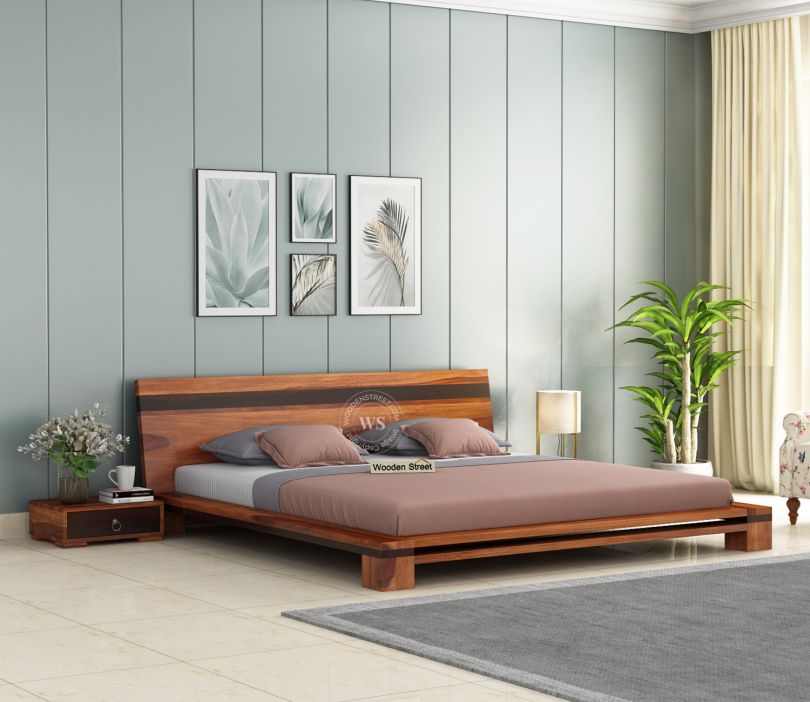 Melisandre Low Floor  King Size Bed With 2 Side Tables
