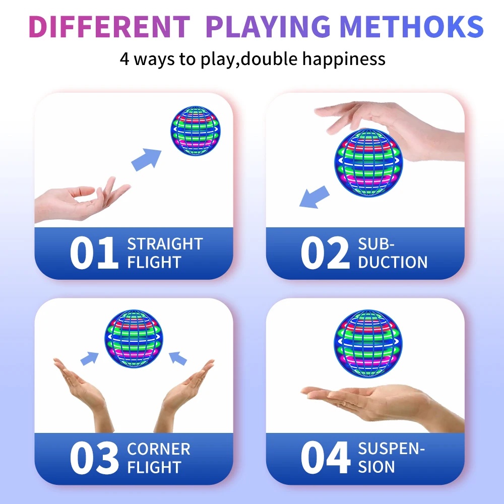 Flying ball, automatic spinning ball, LED dazzling lights, floating magic, fan, UFO flying machine, toy, , game, sports ball