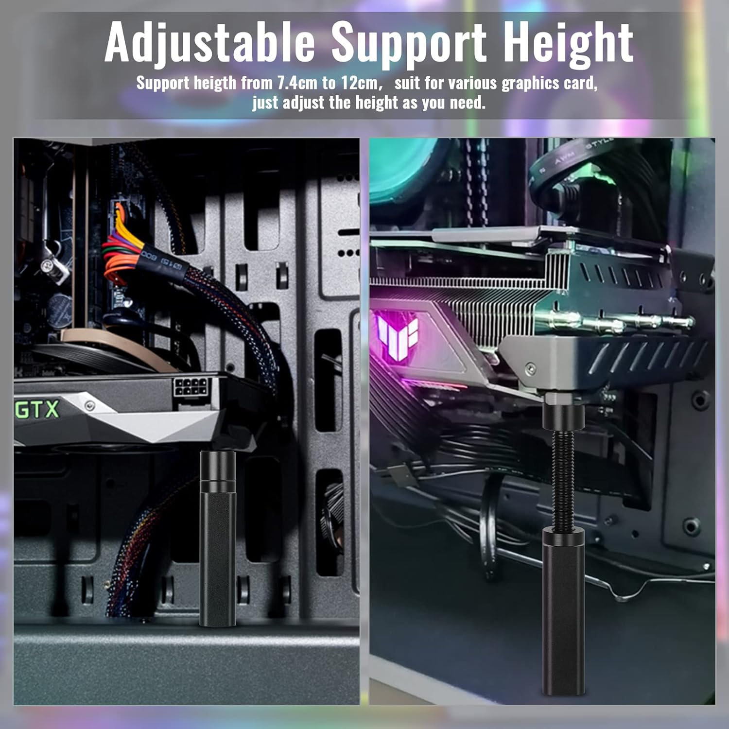 GPU Support Bracket Stand GPU Cable Management 4.73" GPU Support PC Graphics Card Support GPU Stand Anti GPU Sag Bracket Video Card Anti Sag GPU Holder Mini GPU Mount for Prevent Universal Graphics Card Stand - Adjustable Height