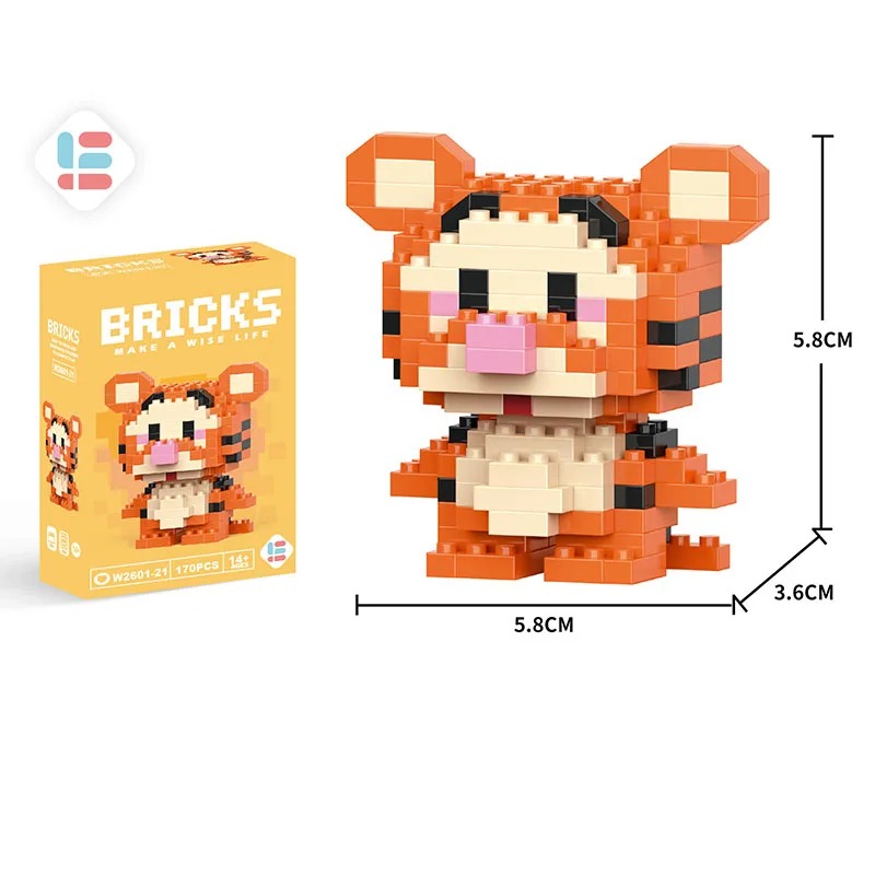 Cartoon Character Building Blocks Set - LiLo Stitch Winnie the Pooh Alien Tigger Toy Creative  Model Kit